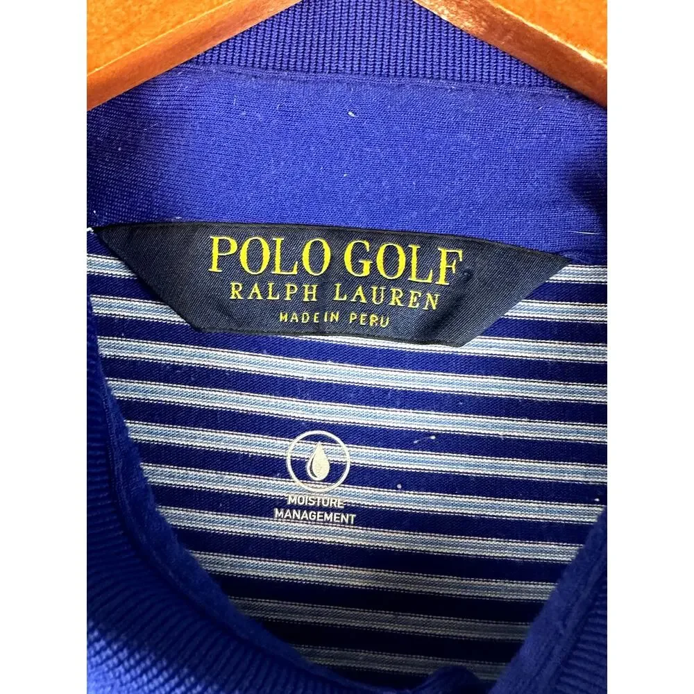 Polo Golf Ralph Lauren Moisture Wicking Polo Shirt Blue White Mens Large Activew
